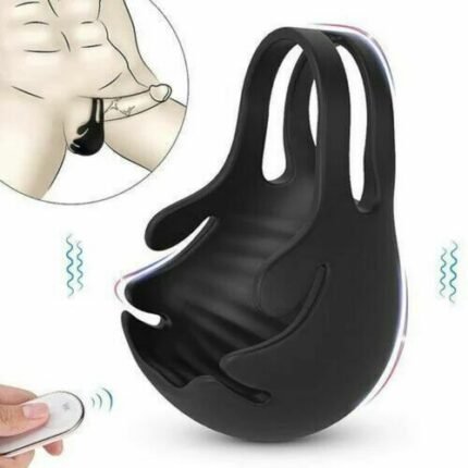 S-HANDE 1.29-Inch 9-Speed Vibrating Penis Ring with Testicles Teaser