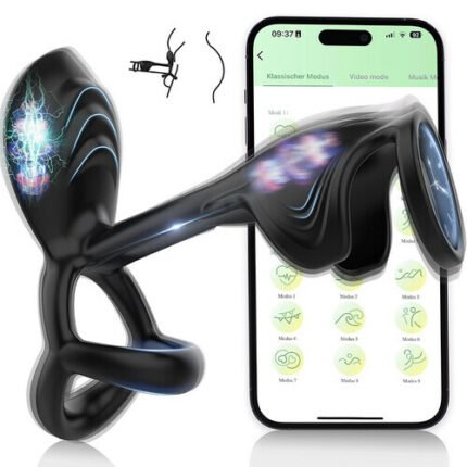 Joyvibetoys Couple Use APP Control 10 Vibrating Male Silicone Penis Ring