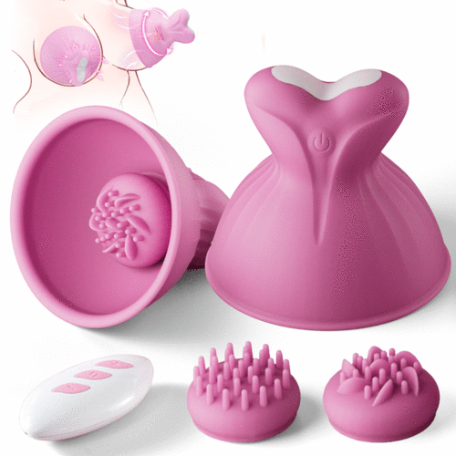 Joyvibetoys 7 Vibrating & Rotation Nipple Toys with Replaceable Message Head