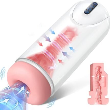 3 in 1 Male Masturbator Adult Sex Toys with 4 Thrusting & 4 Suction & 10 Vibration Modes Pocket Pussy Automatic Blowjob Machine