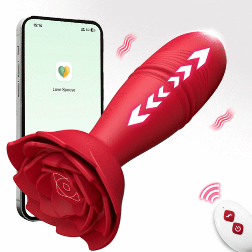 Rose Sex Toy Anal Plug APP Thrusting Vibrators, Remote Control Anal Sex Toy